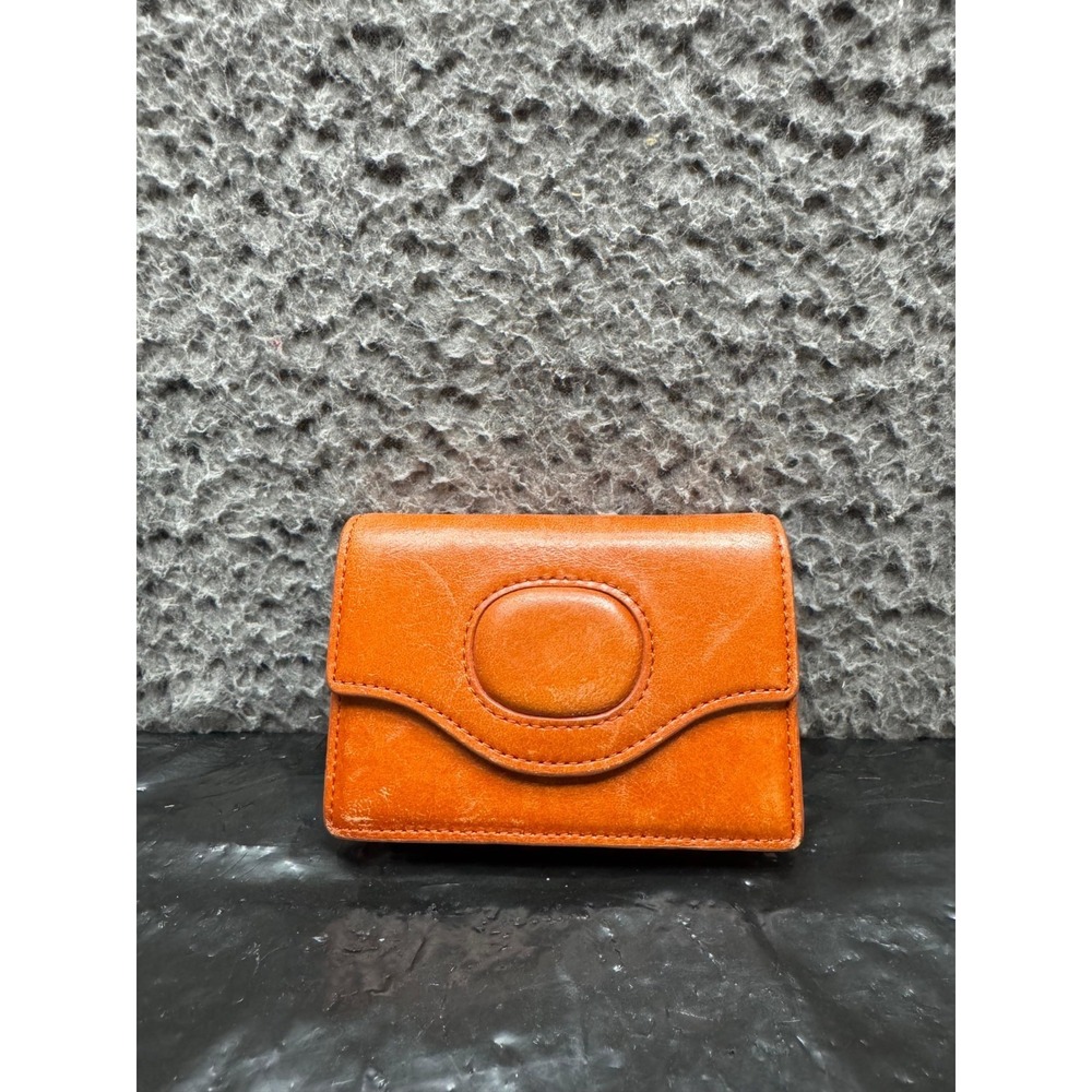 Hyethe Women's Soft Cow Leather Eggshell Card Wallet Tan Brown 4" x 3"